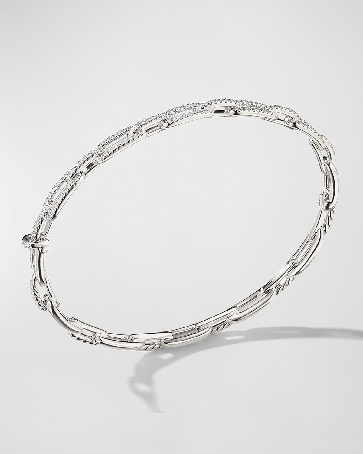David Yurman Stax Chain Link Bracelet with Diamonds in 18K White Gold