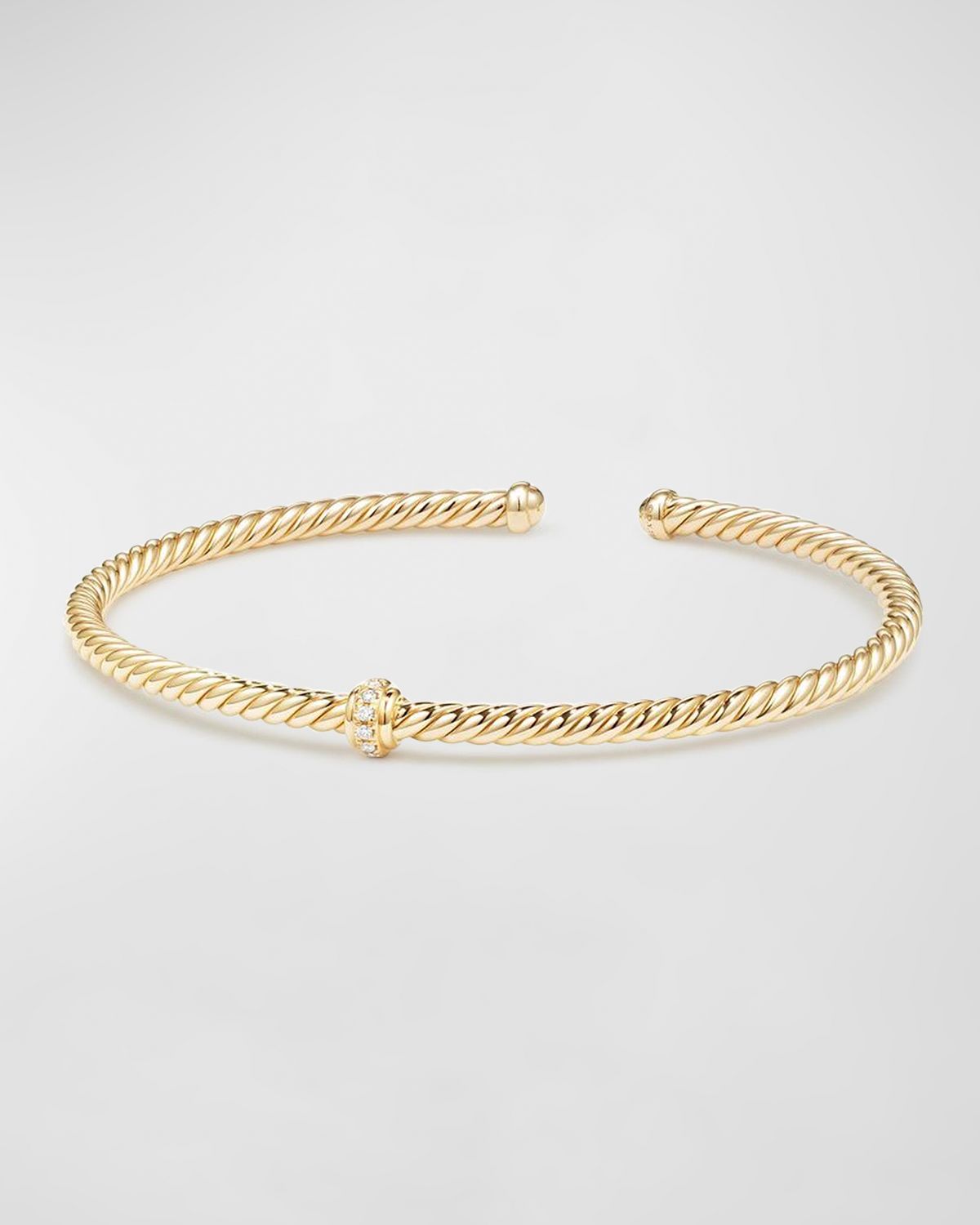David Yurman Cablespira Bracelet with Diamonds in 18K Gold, 3mm