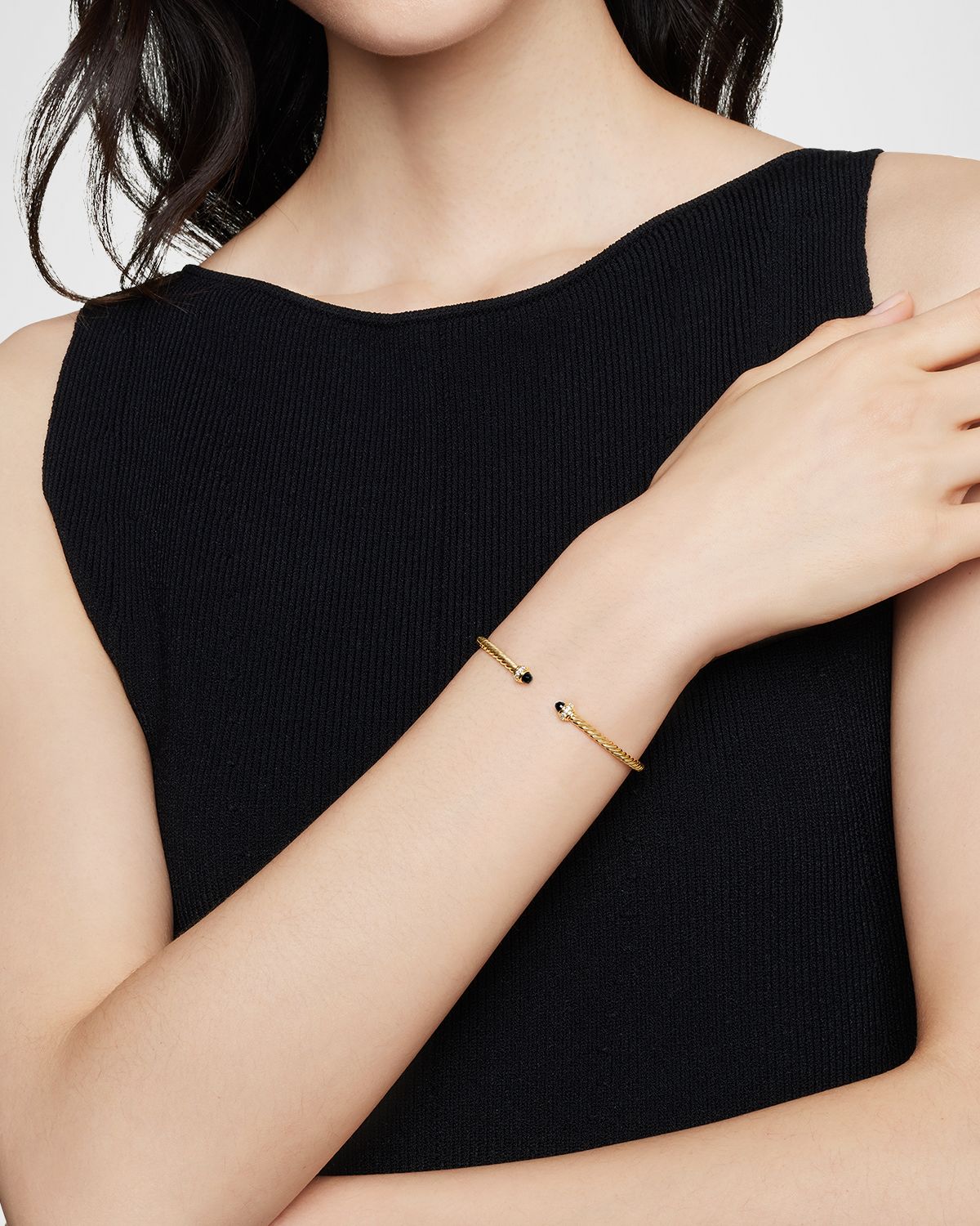 David Yurman Cablespira Bracelet with Gemstone and Diamonds in 18K Gold