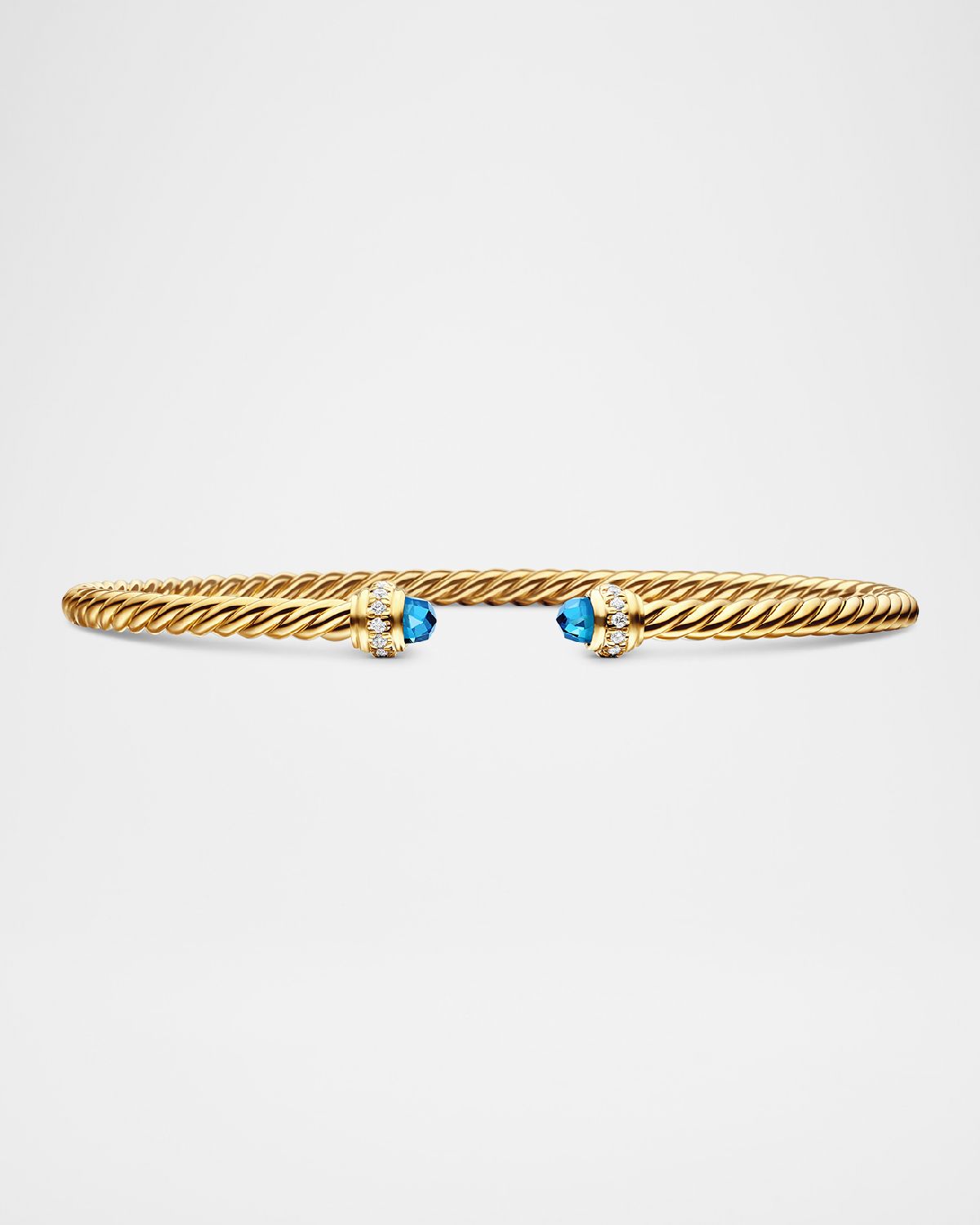 David Yurman Cablespira Bracelet with Gemstone and Diamonds in 18K Gold