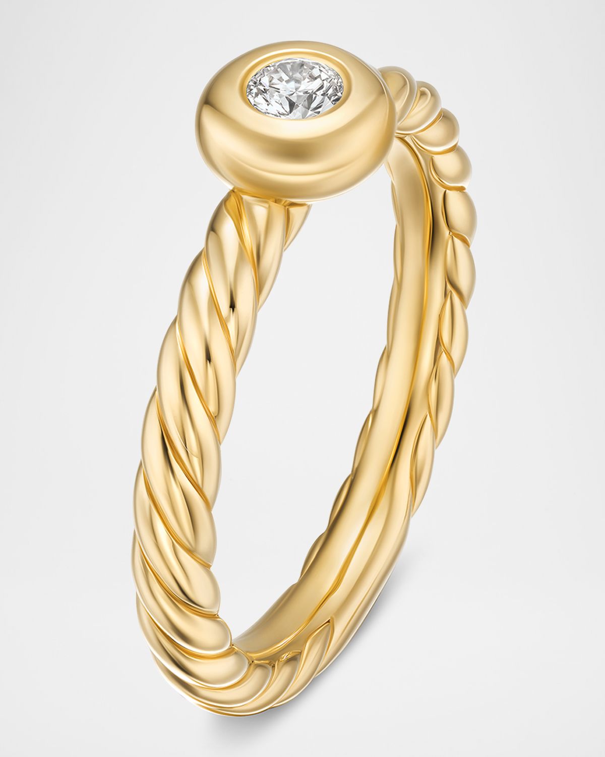 David Yurman Petite Cable Ring with Diamond in 18K Gold