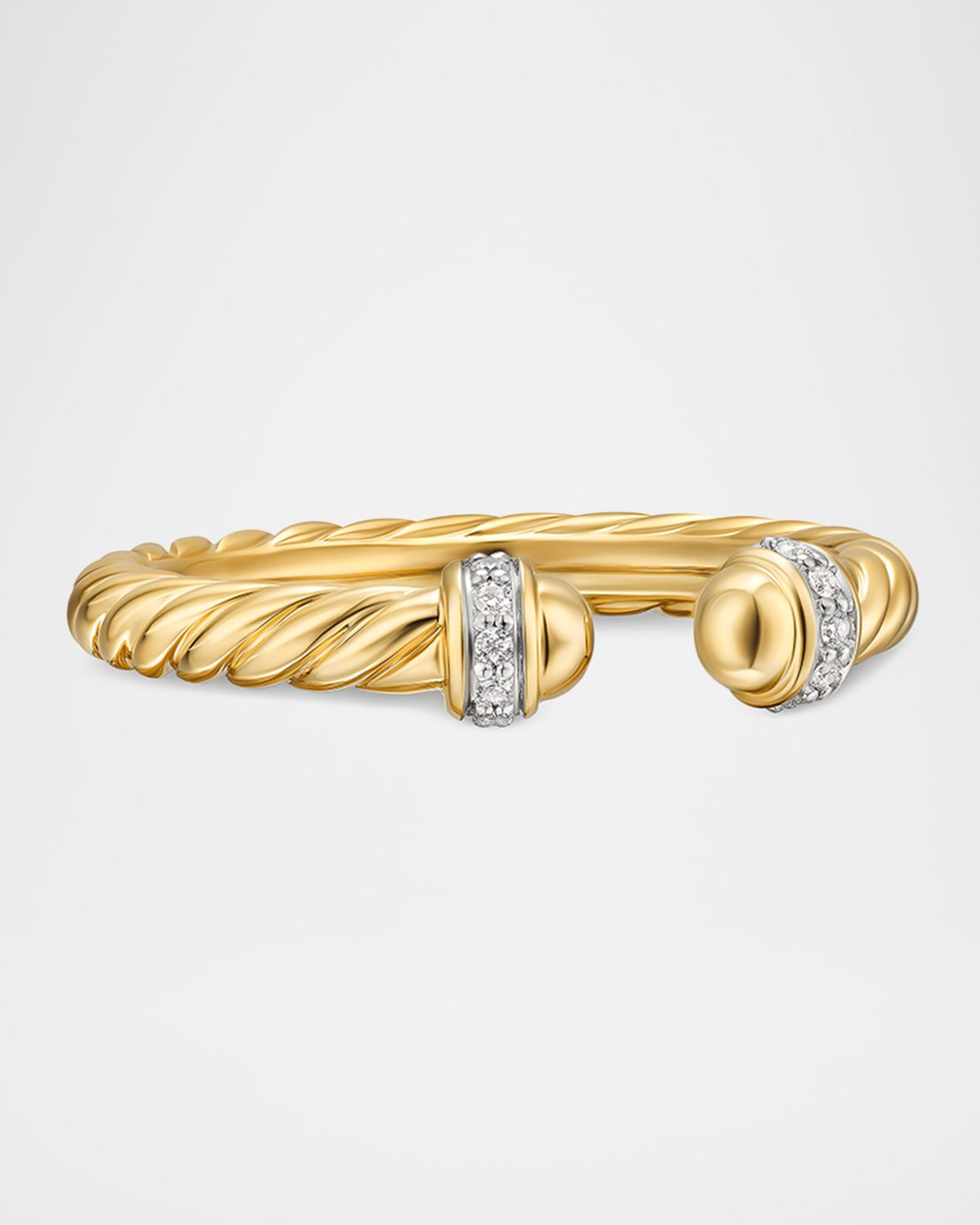 David Yurman Cable Band Open Ring with Diamonds in 18K Gold, 2.8mm