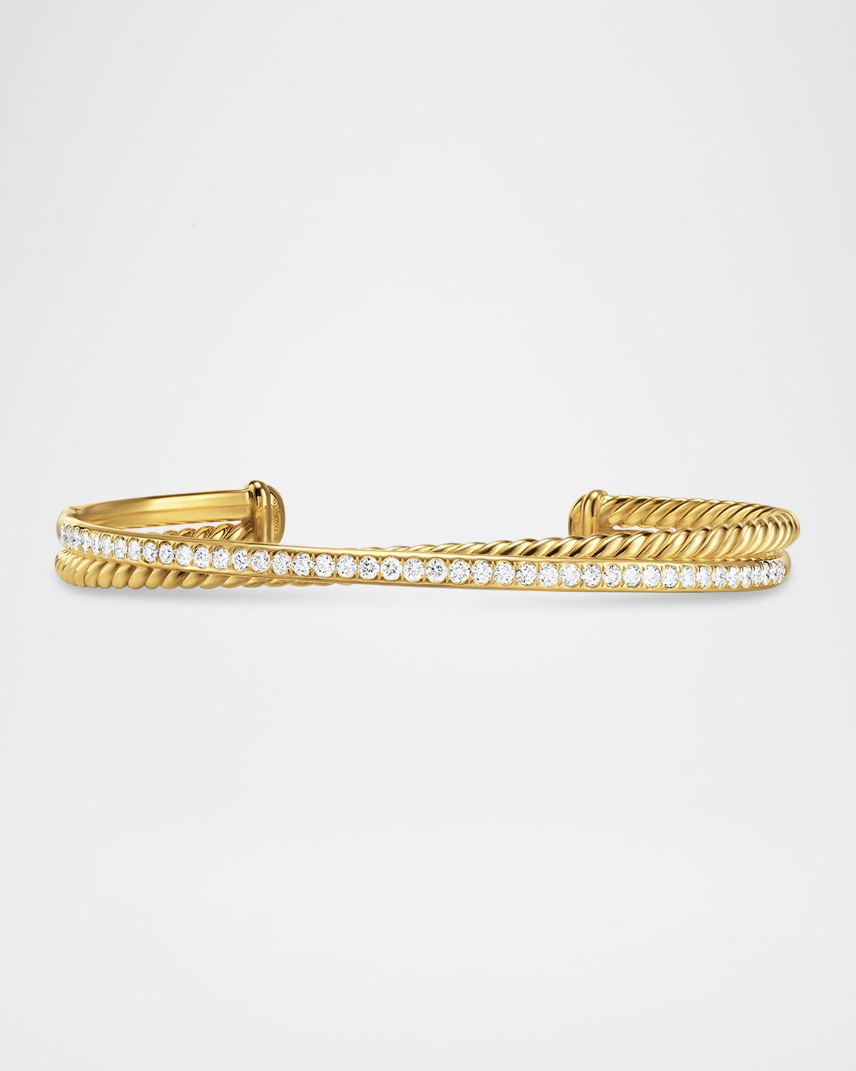David Yurman Crossover 2 Row Bracelet with Diamonds in 18K Gold