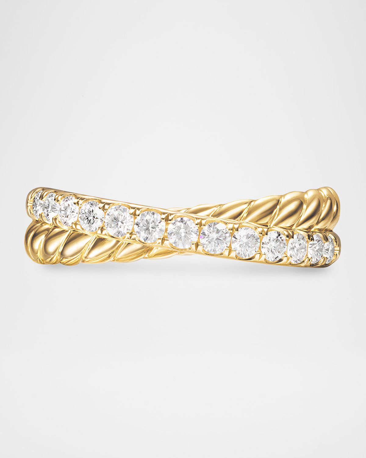 David Yurman DY Crossover 2-Row Ring in 18K Gold with Diamonds