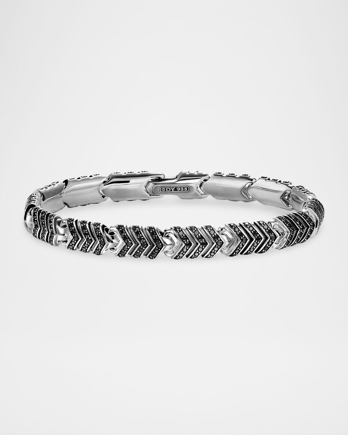 David Yurman Men 's Chevron Link Bracelet in Silver with Diamonds, 7.6mm