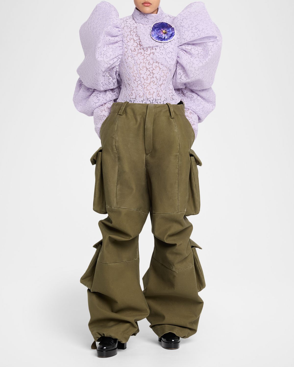Marc Jacobs Runway Bow Back Wide-Leg Cargo Pants