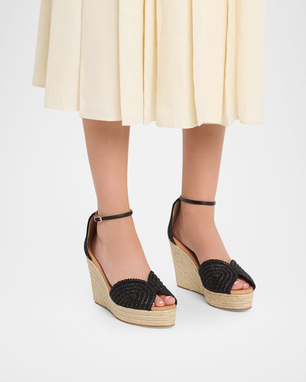 Odissi 95mm Ava Raffia Espadrille Wedge Sandals | Thumbnail 6