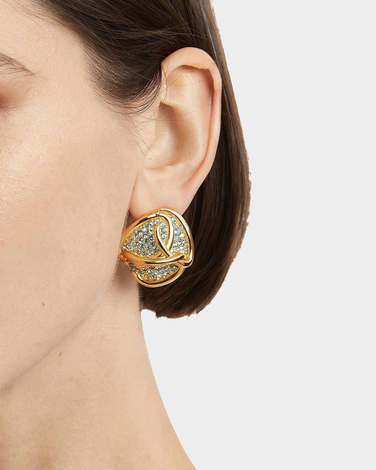 Oscar de la Renta Braided O Pave Stud Earrings
