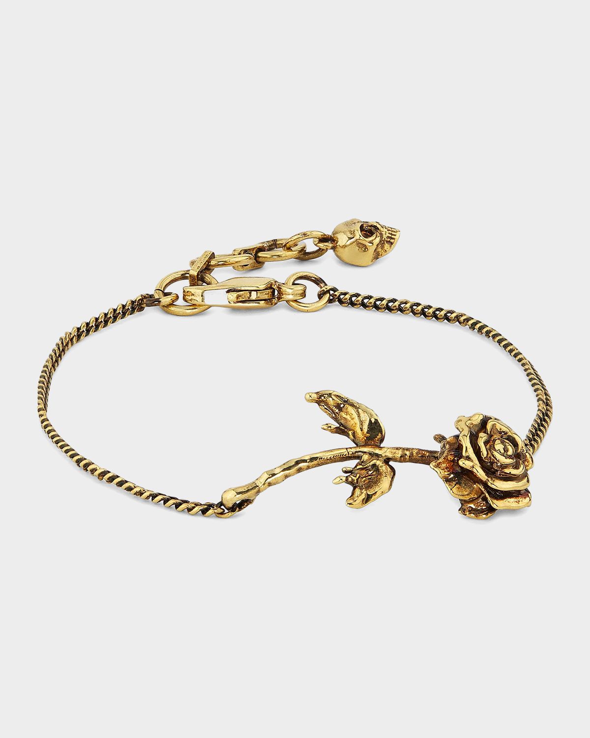 McQueen Goldtone Dipped Rose Charm Bracelet