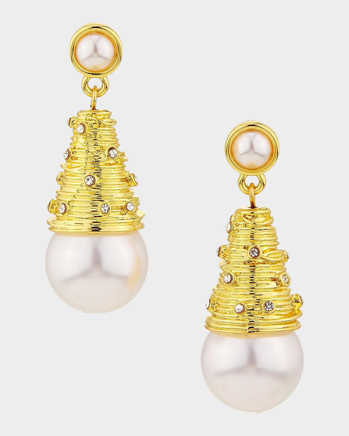 Golconda by Kenneth Jay Lane Goldtone, Imitation Pearl & Glass Crystal Drop Earrings