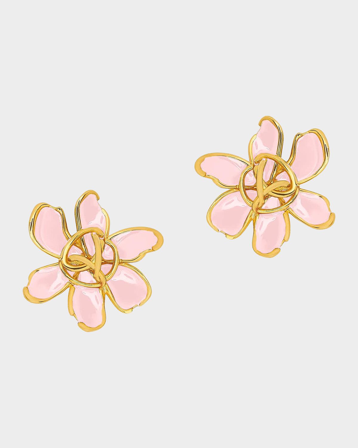 Oscar de la Renta Mini O Textured Flower 24K-Gold-Plated Brass & Enamel Stud Earrings
