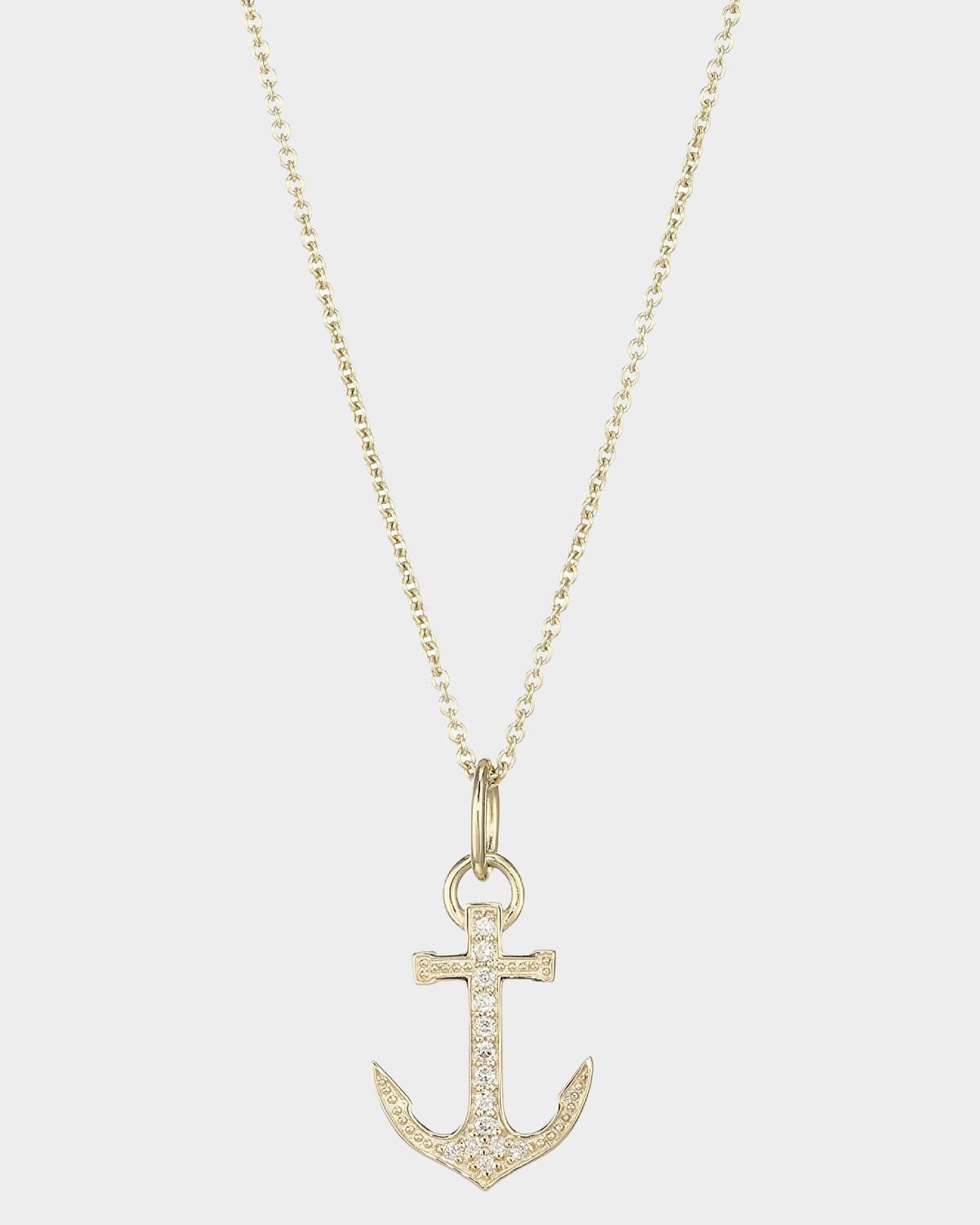 Sydney Evan 14K Yellow Gold & Diamond Small Pavé Anchor Charm Necklace