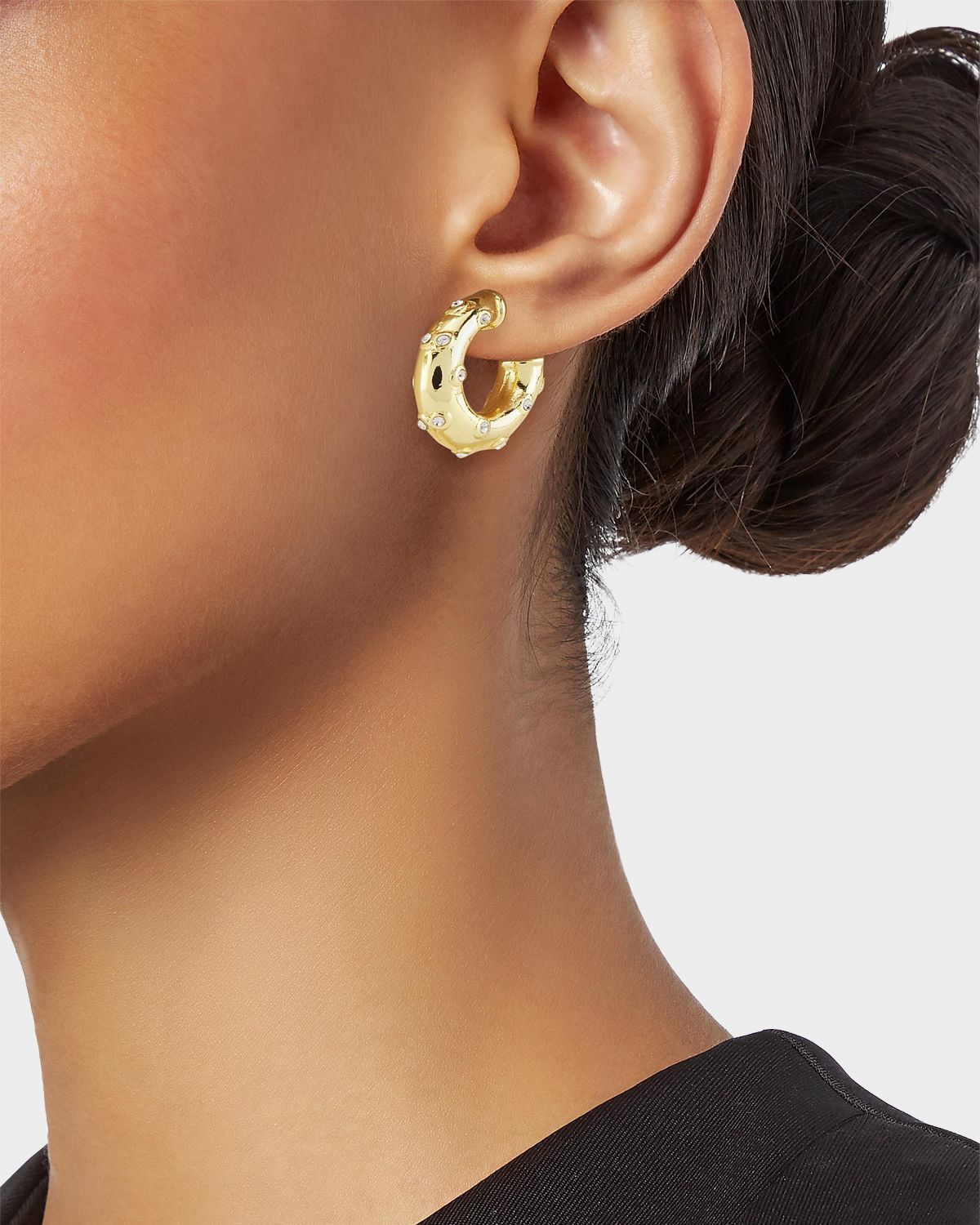 Golconda by Kenneth Jay Lane Goldtone & Glass Crystal Hoop Earrings