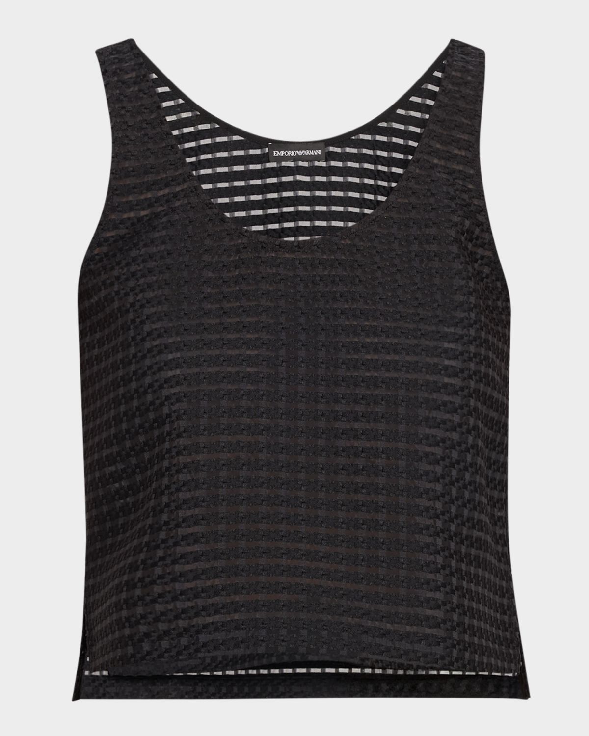 Emporio Armani Cropped Gingham Jacquard Top