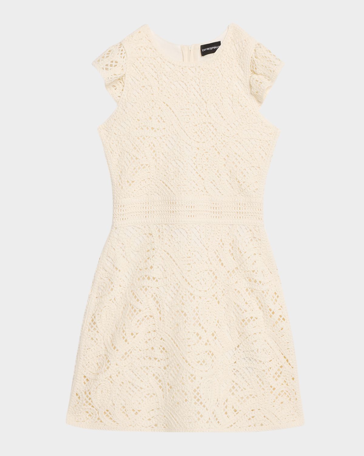 Emporio Armani Flutter-Sleeve Guipure Lace Mini Dress