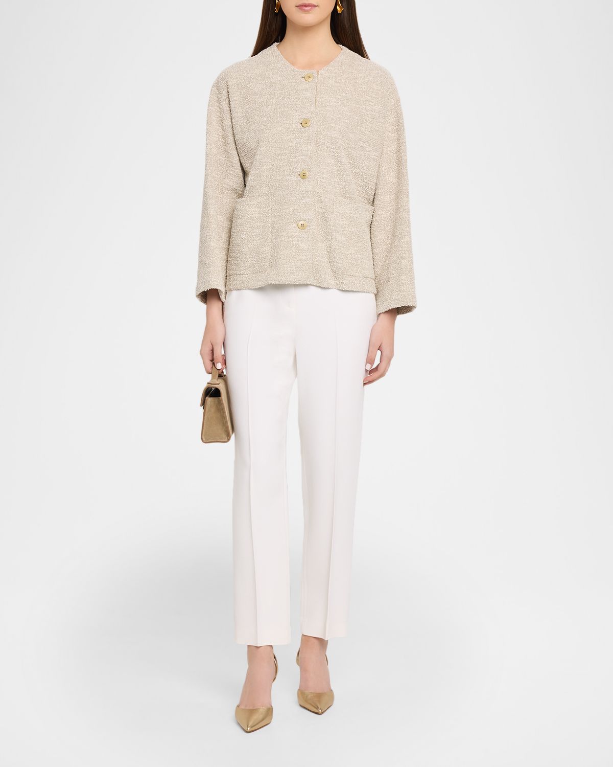 Emporio Armani Button-Down Boucle Jacquard Jersey Jacket