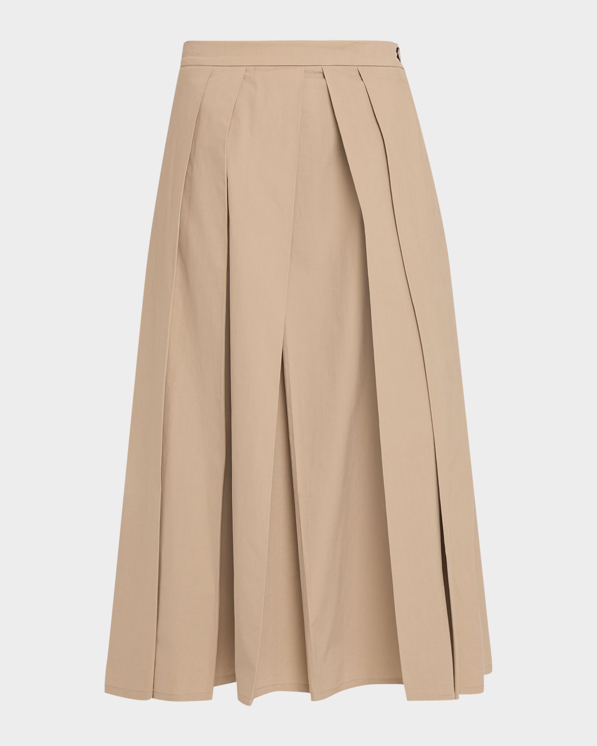 Emporio Armani Eagle Club Poplin Pleated Midi Skirt