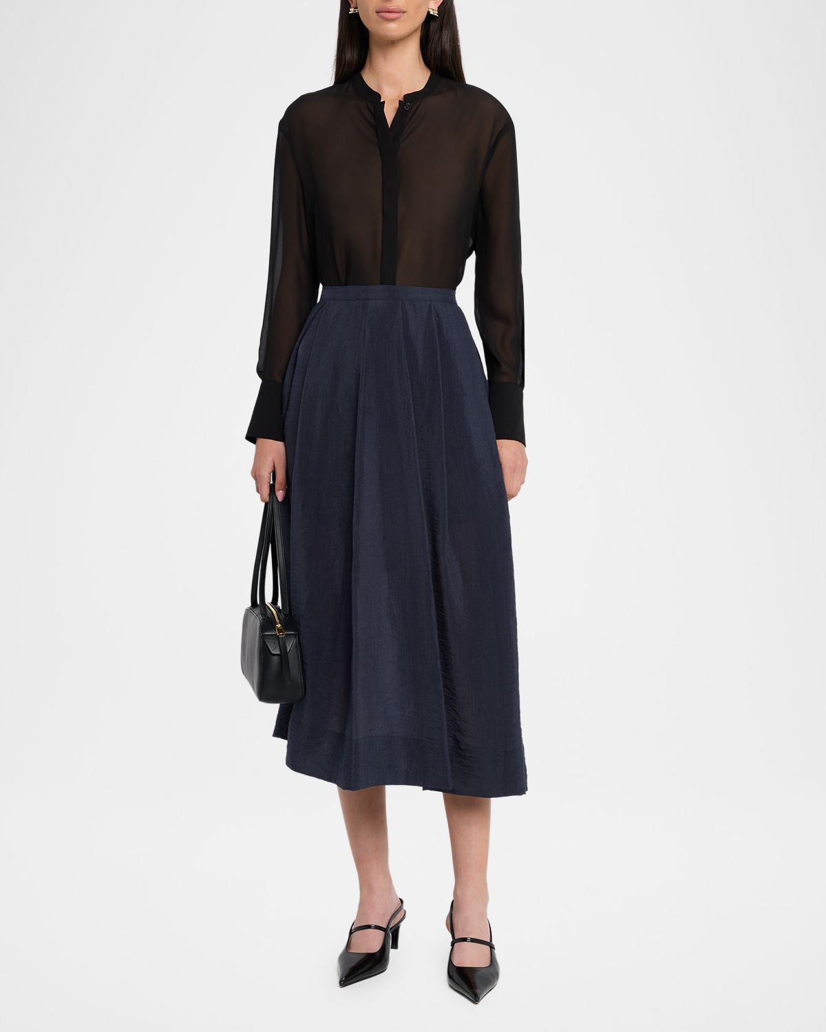 Emporio Armani High-Low Sheer Georgette Shirt