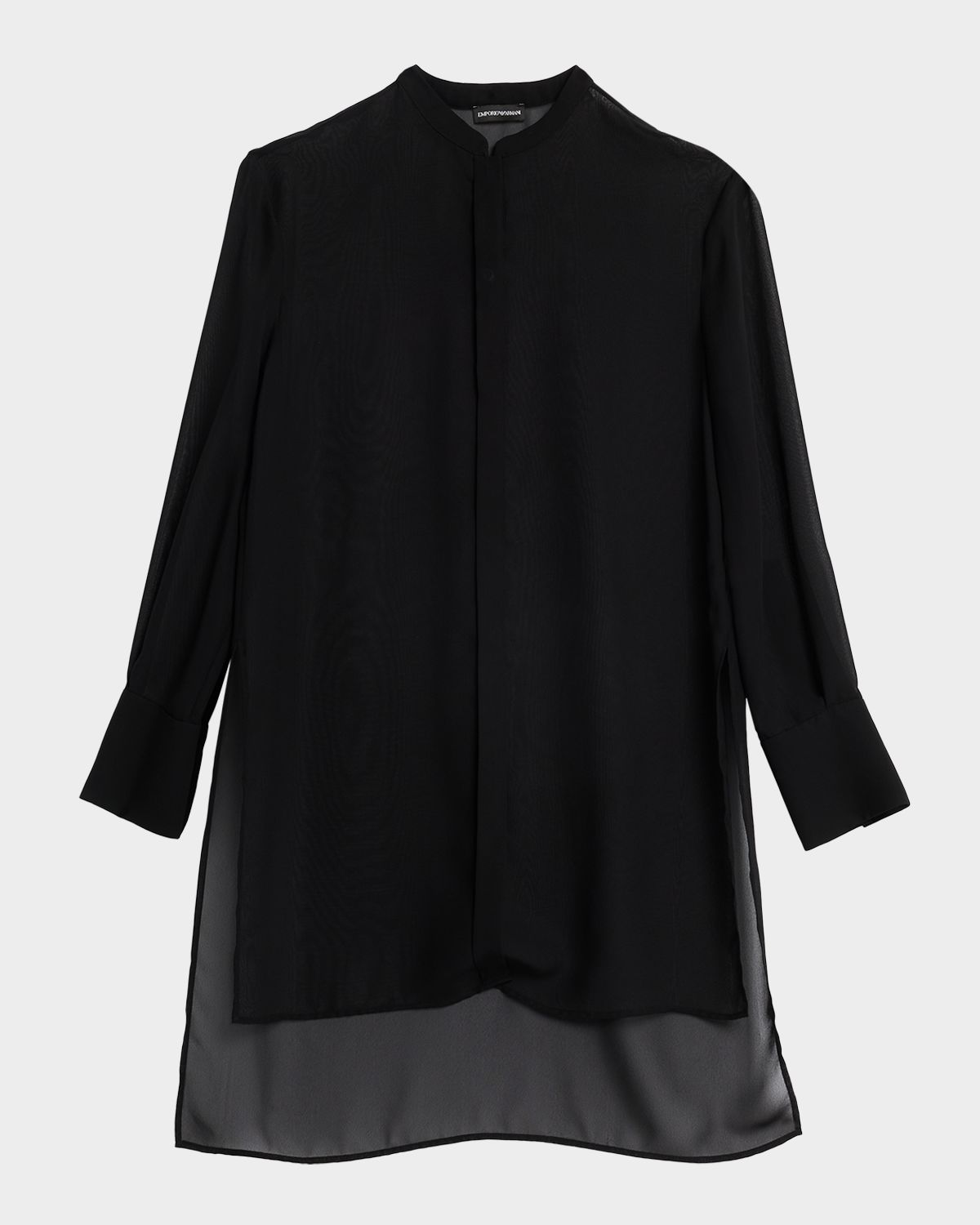 Emporio Armani High-Low Sheer Georgette Shirt