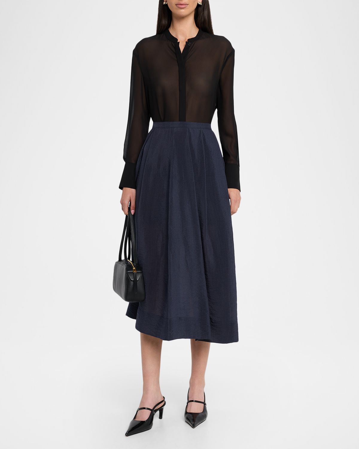 Emporio Armani Pleated High-Low Midi Skirt