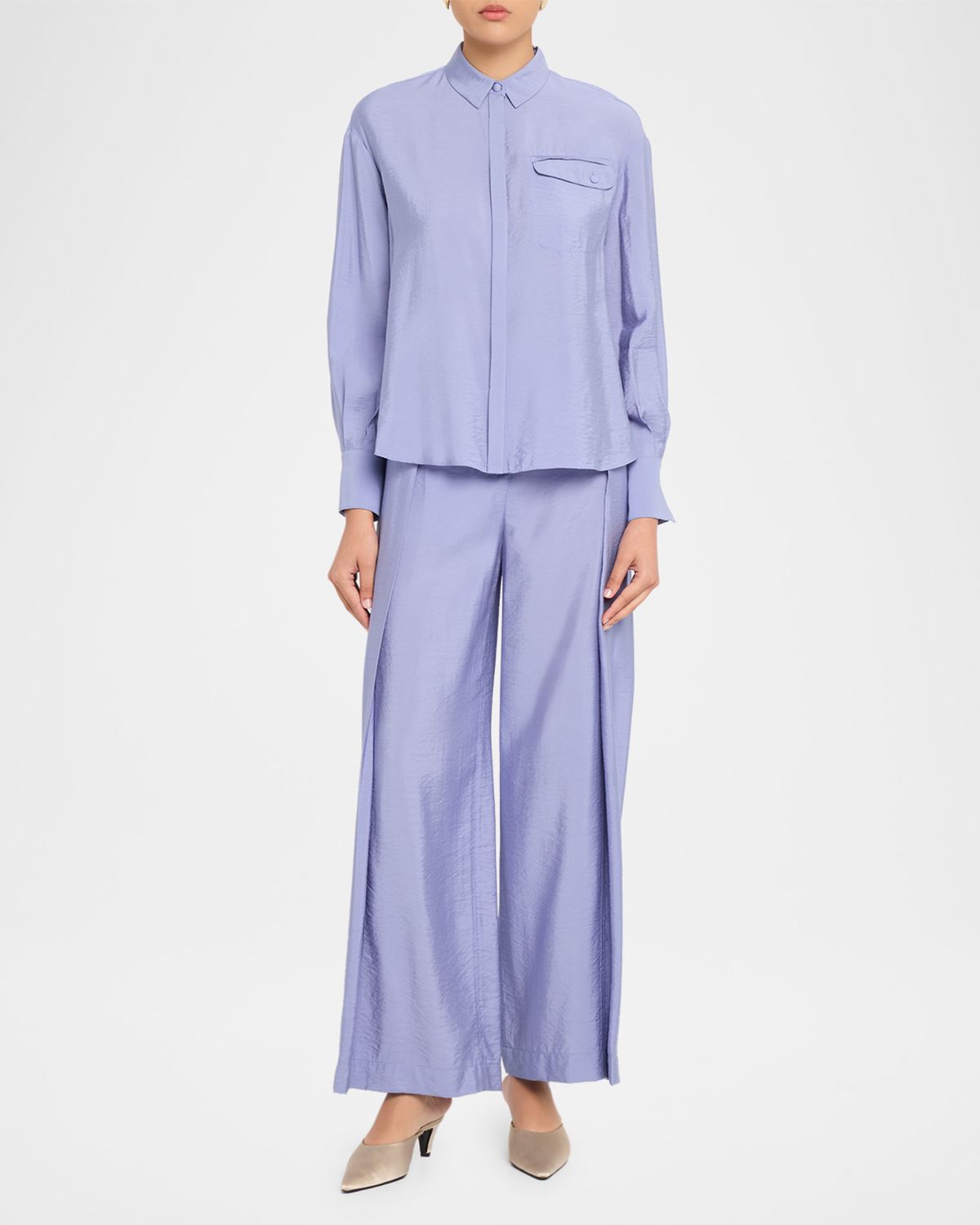 Emporio Armani Pleated Wide-Leg Viscose Trousers