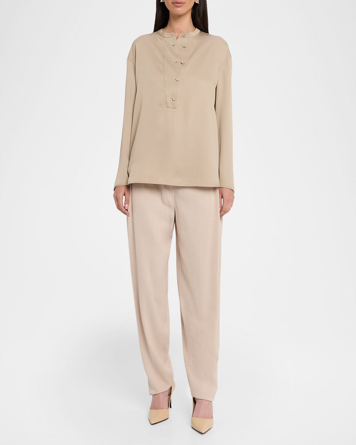 Emporio Armani Button-Down Twill Crepe Shirt