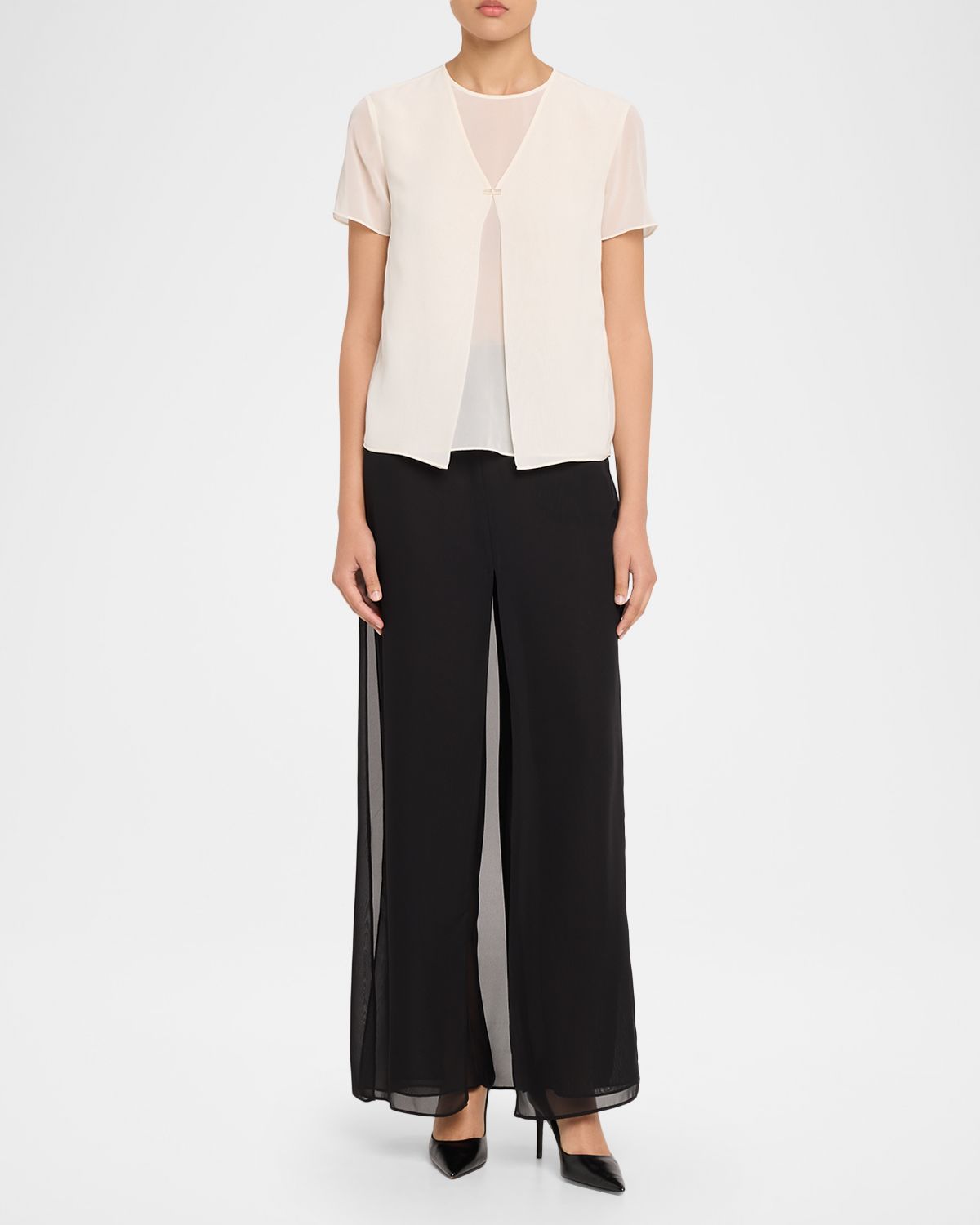 Emporio Armani Layered Sheer Georgette Top