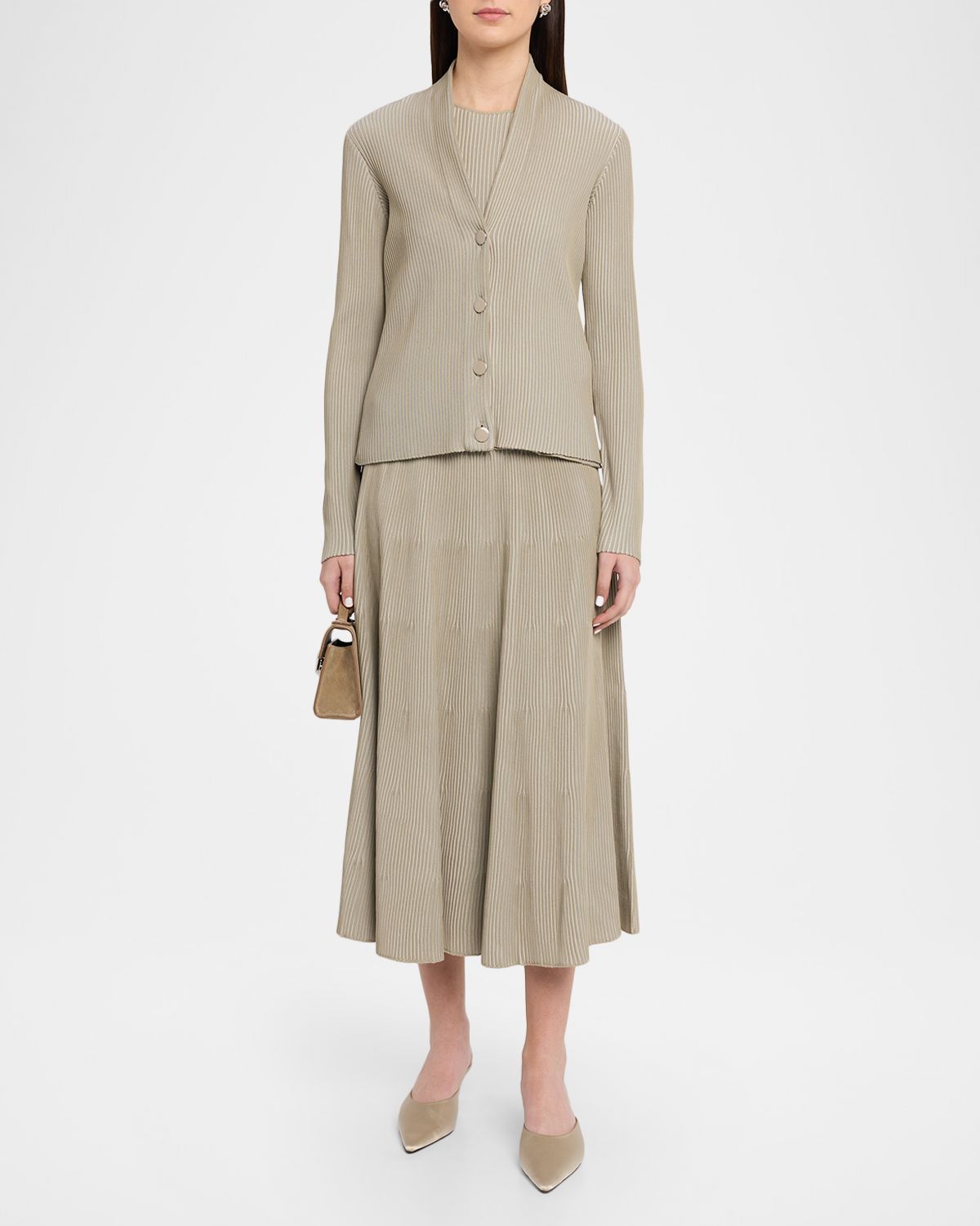 Emporio Armani A-Line Rib Knit Midi Skirt