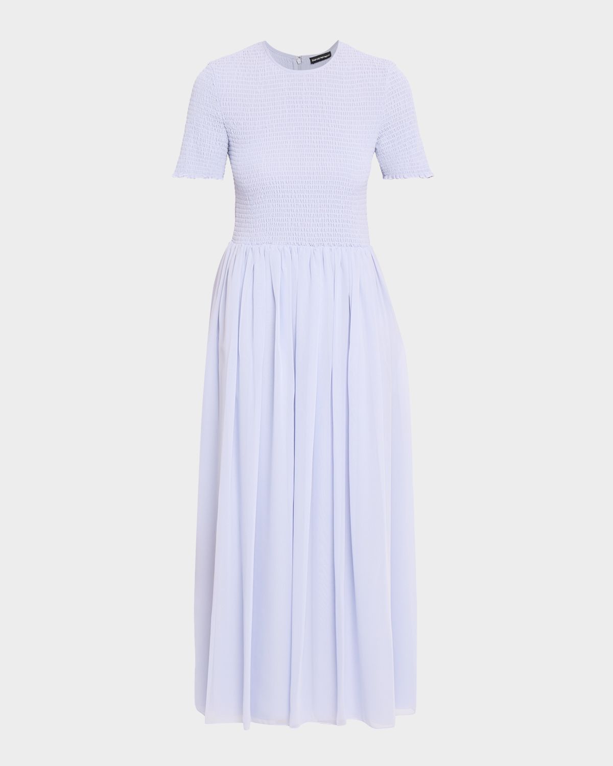 Emporio Armani Smocked Technical Georgette Midi Dress