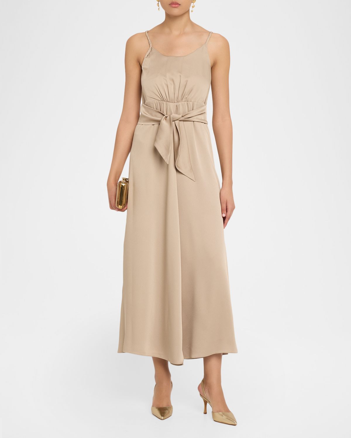 Emporio Armani Multi-Slit Twill Crepe Midi Dress