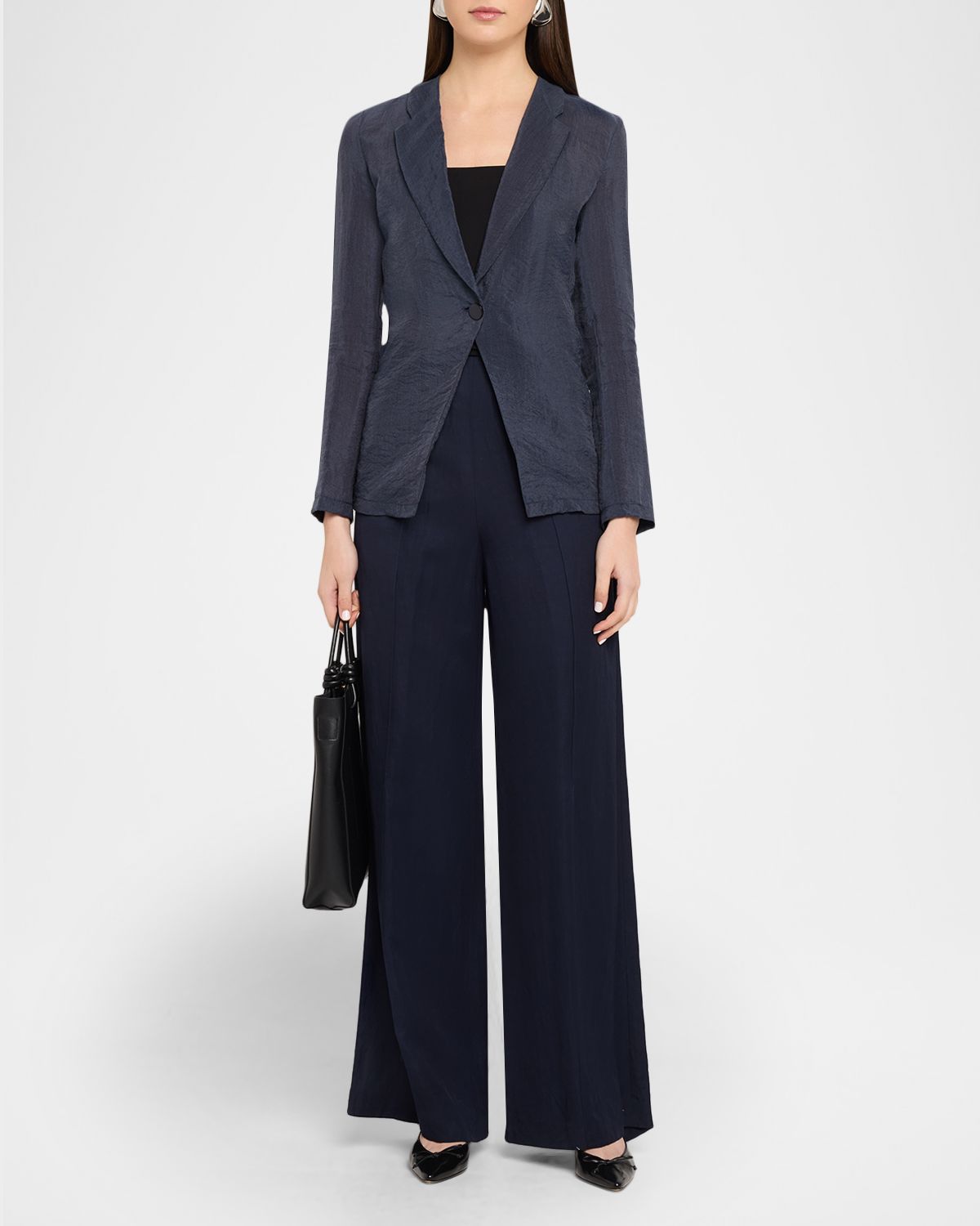 Emporio Armani Single-Button Technical Crepon Shirt Jacket