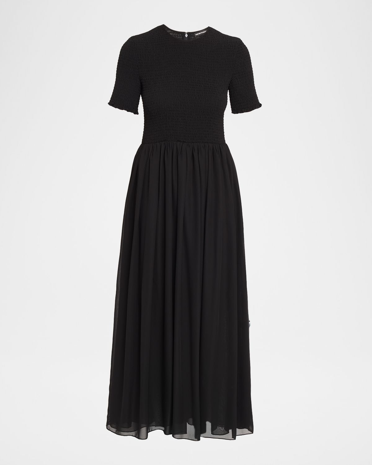 Emporio Armani Smocked Technical Georgette Midi Dress