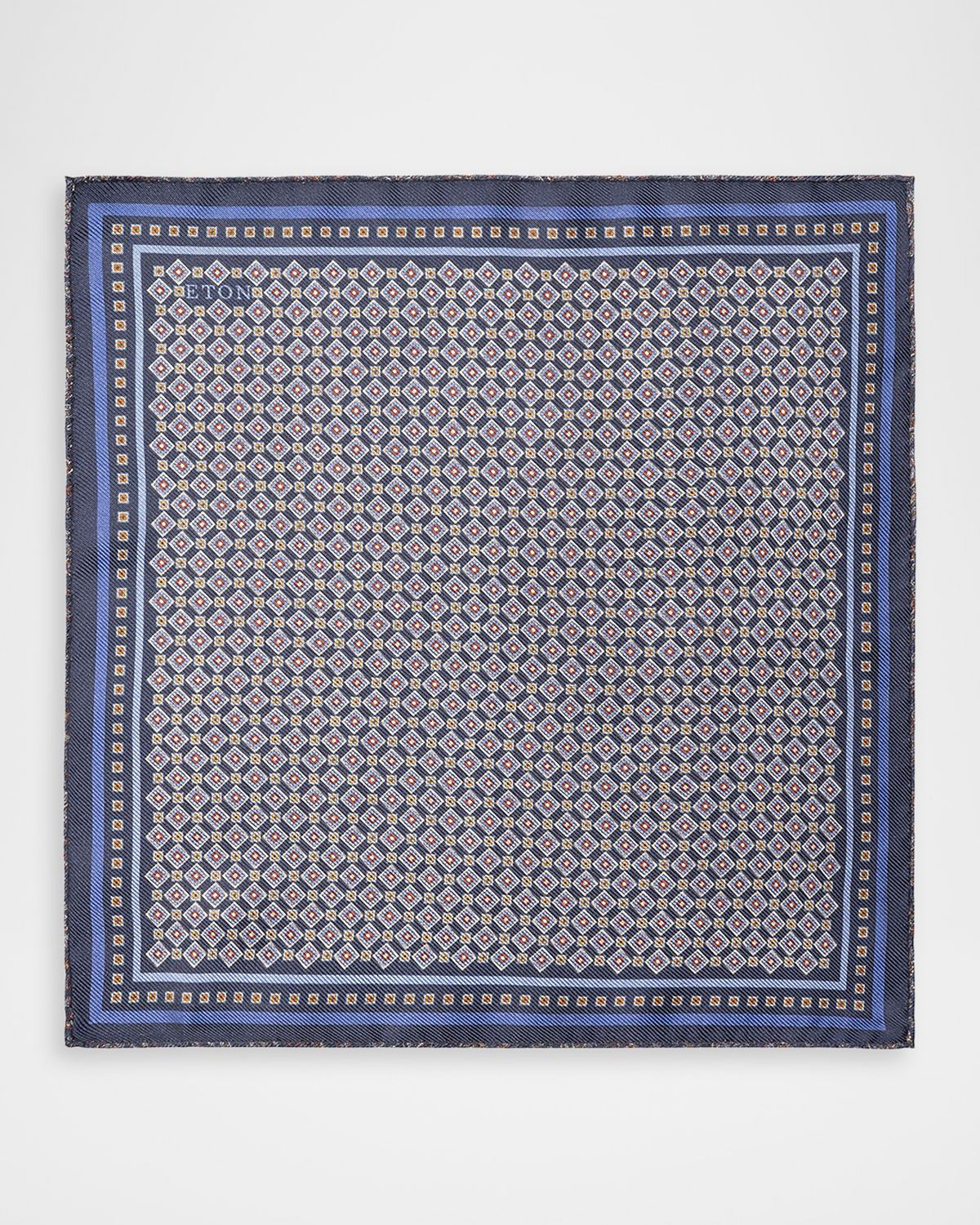 Eton Men 's Medallion Double-Print Silk Pocket Square