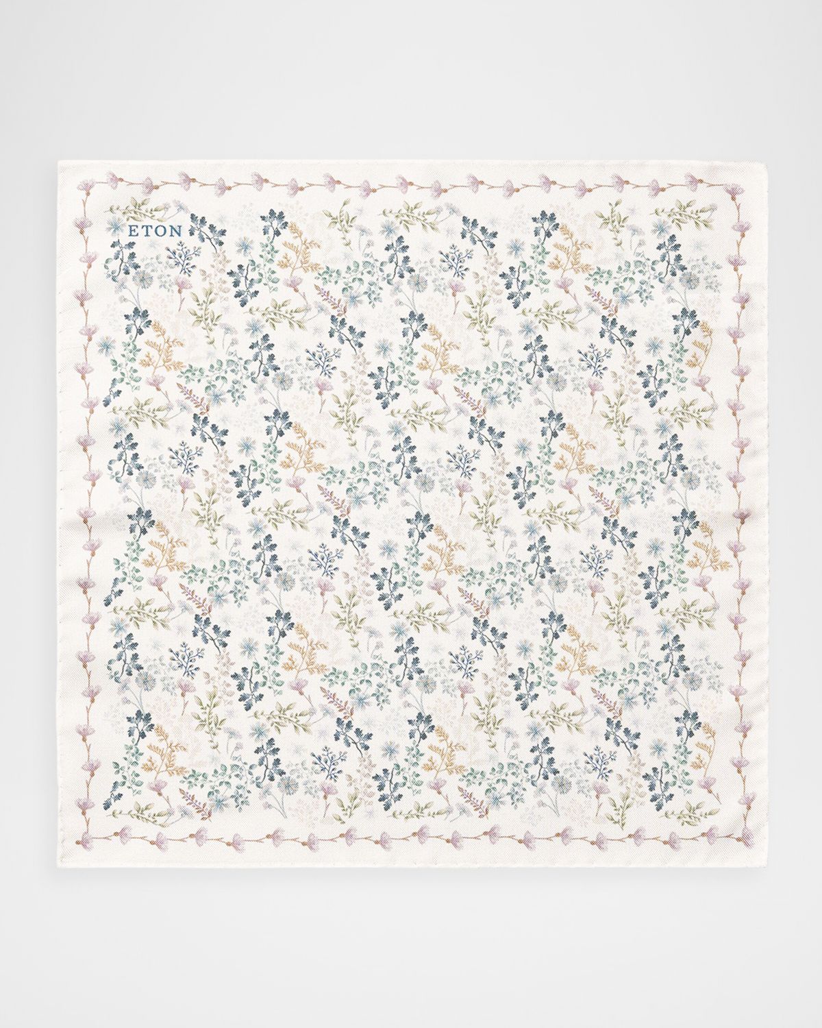 Eton Men 's Botanical Print Silk Pocket Square