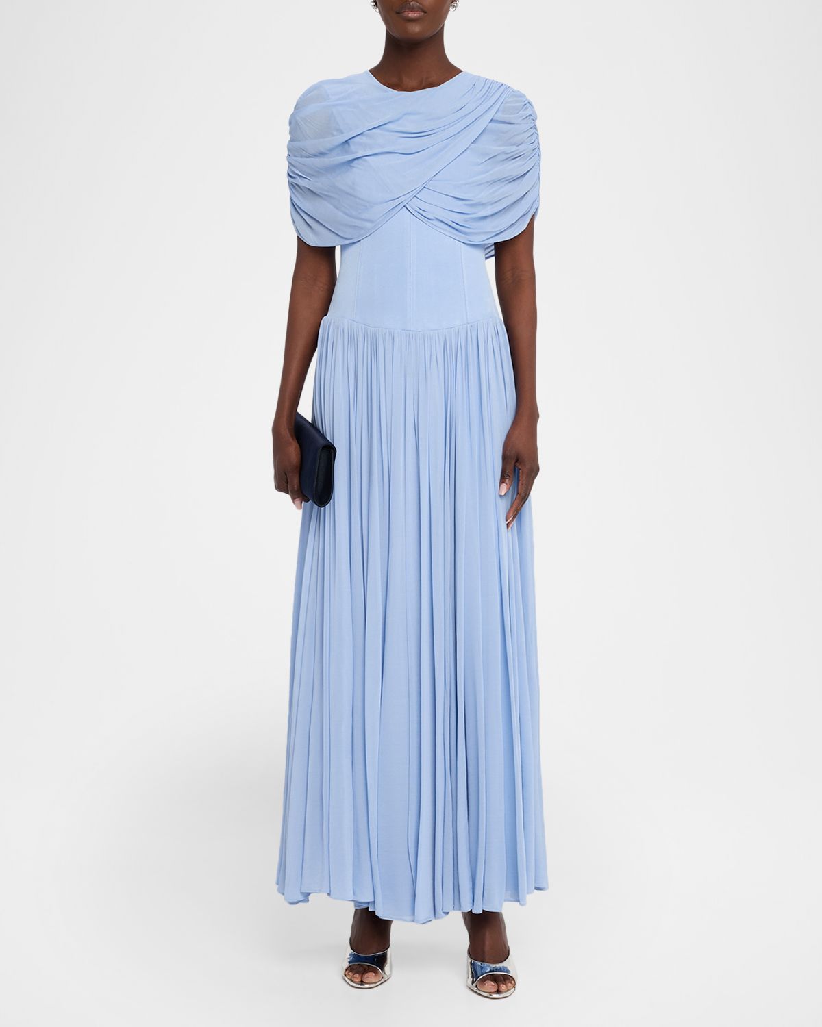 SIMKHAI Nancie Draped Jersey Cape Maxi Dress