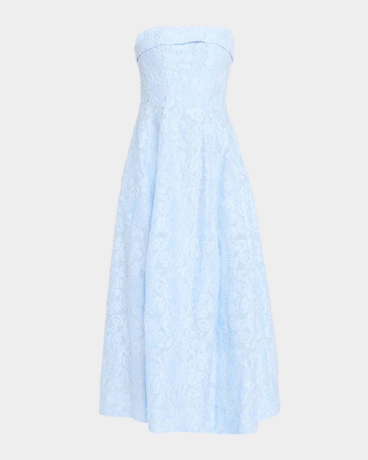 SIMKHAI Valeria Strapless Organza Jacquard Midi Dress
