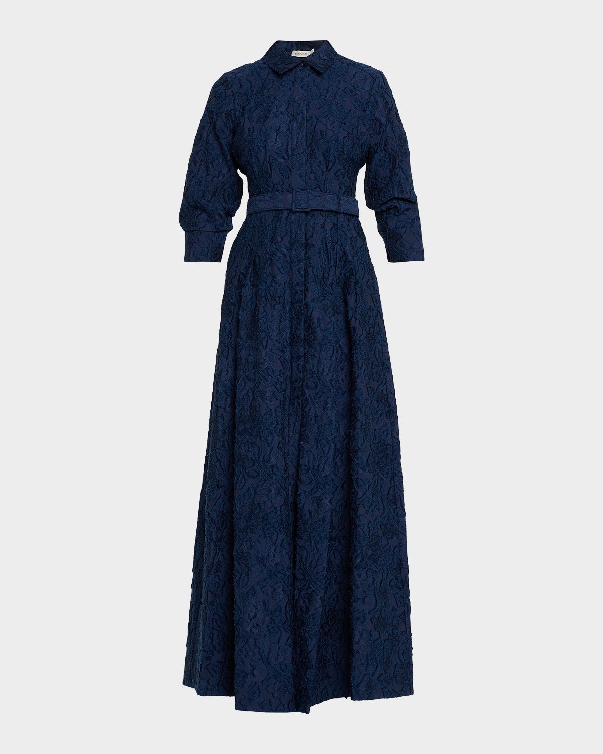 SIMKHAI Courtney Belted Organza Jacquard Gown