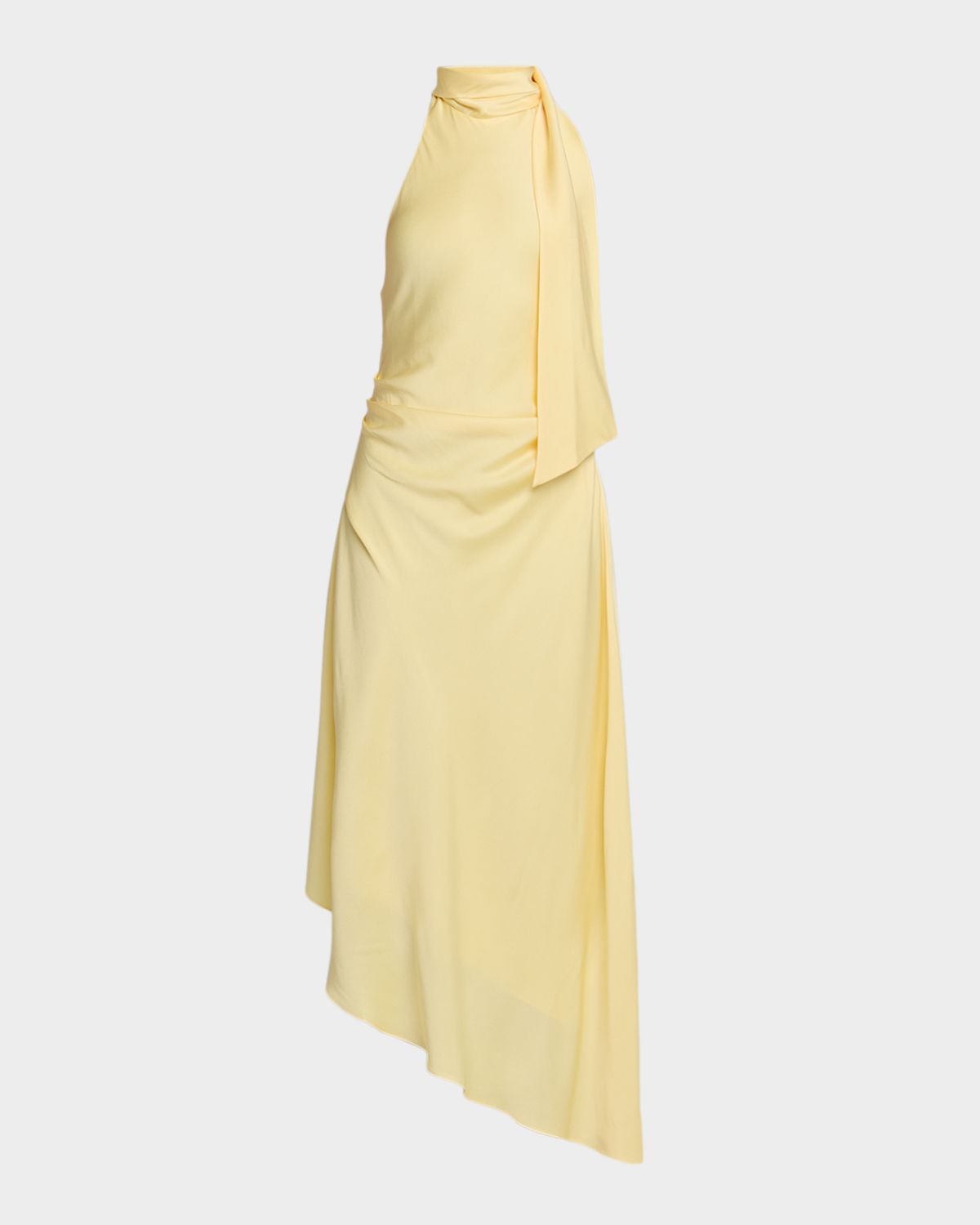 SIMKHAI Monica High-Low Satin Halter Midi Dress