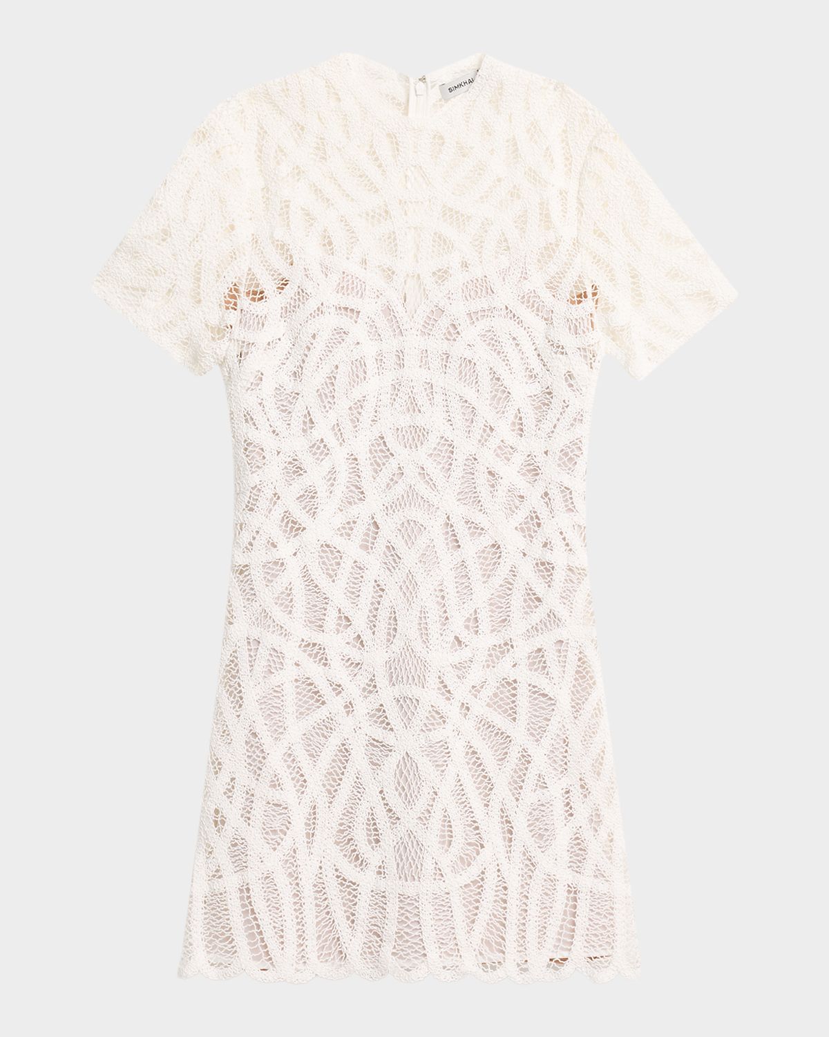SIMKHAI Desiree Scalloped Macrame Mini Dress