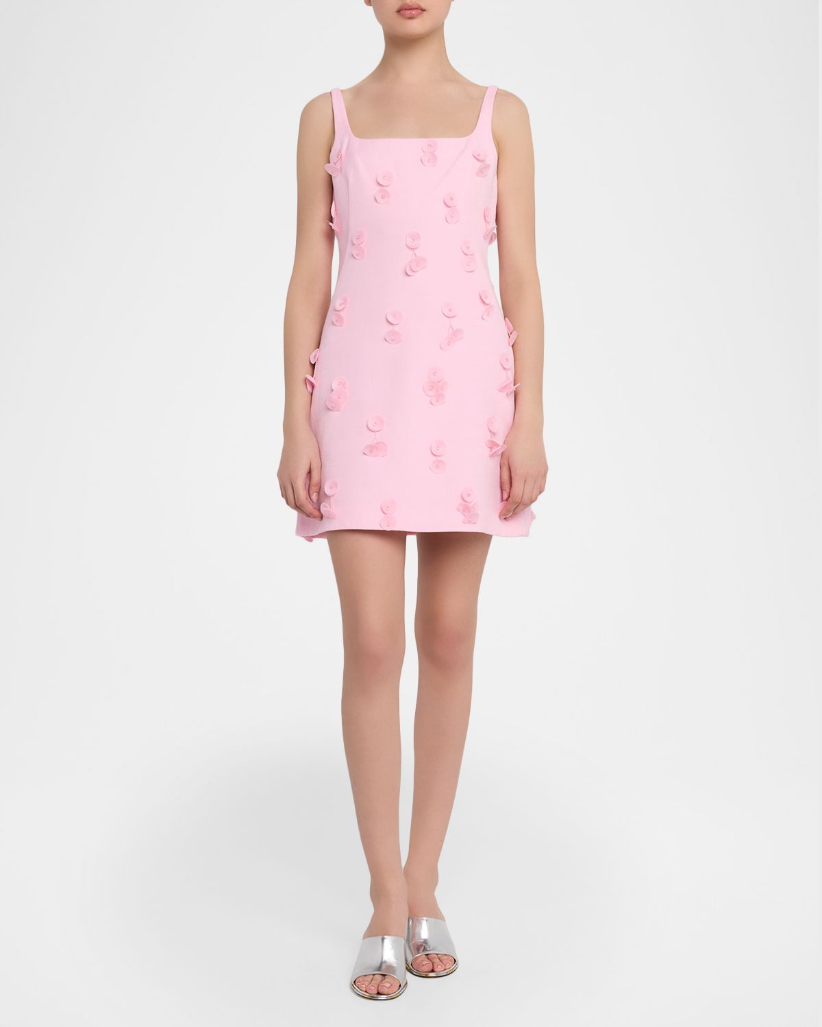SIMKHAI Petal Applique Square-Neck Mini Dress