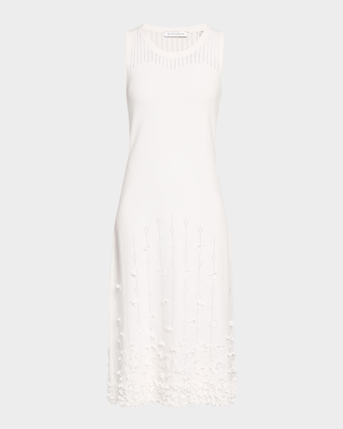 Elie Tahari The Alana Floral Applique Knit Midi Dress