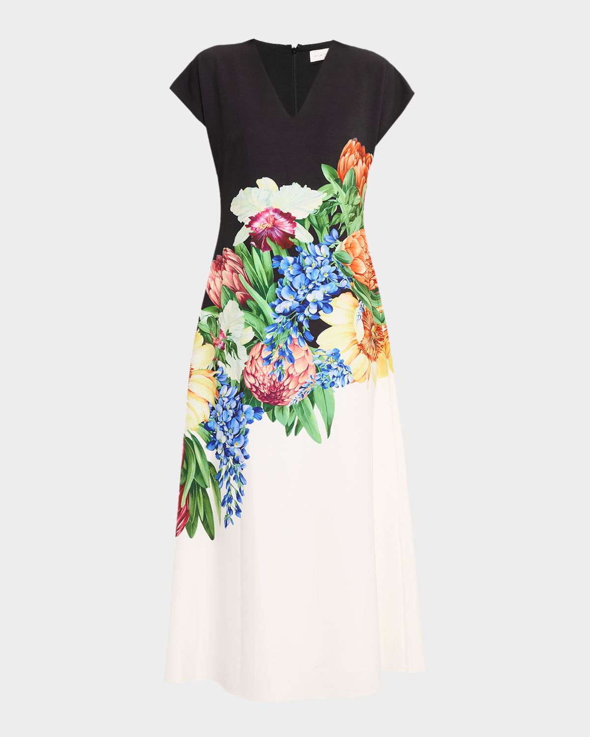 Elie Tahari The Iris Spring Floral-Print Midi Dress