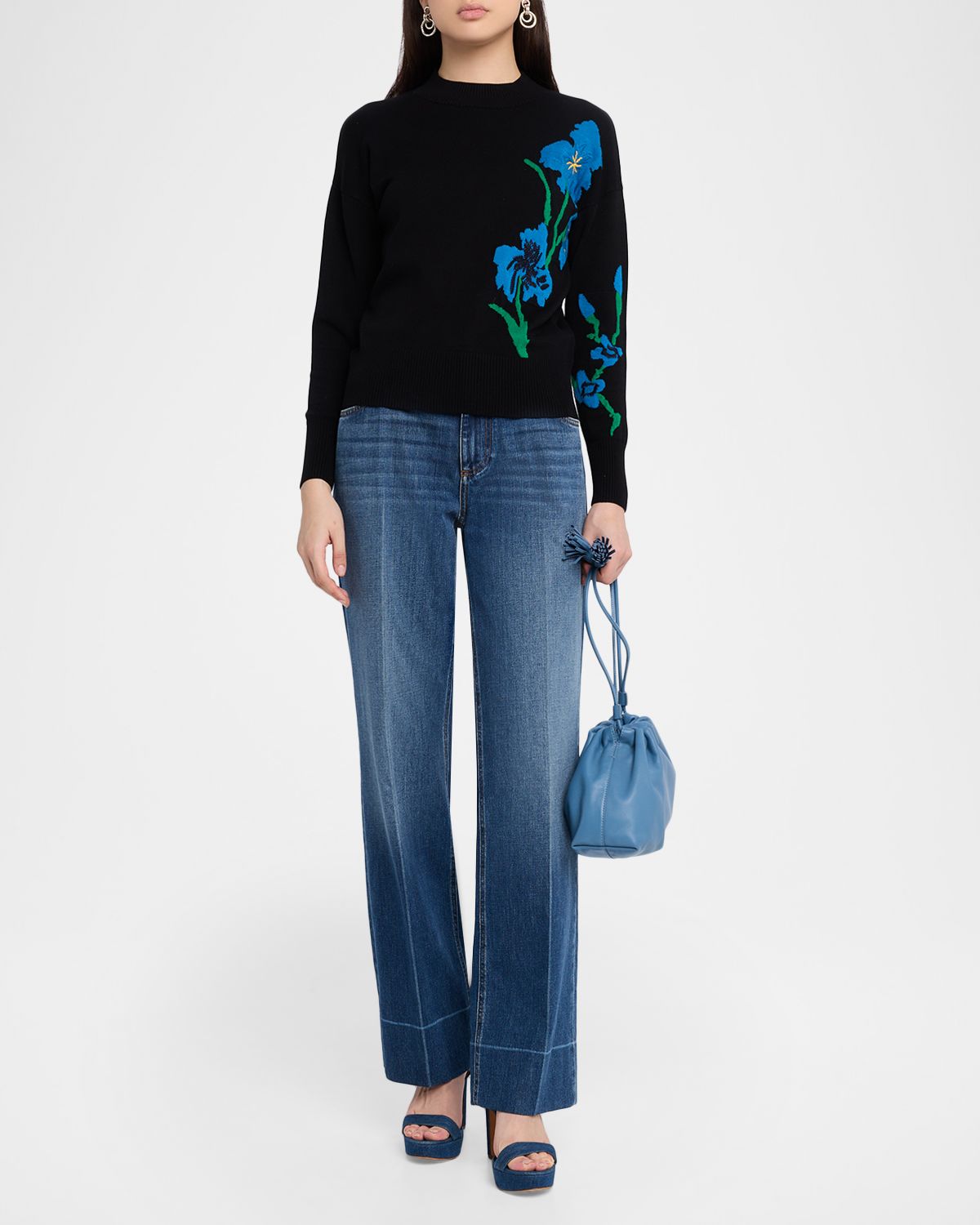 Elie Tahari Flora Bloom Crewneck Sweater