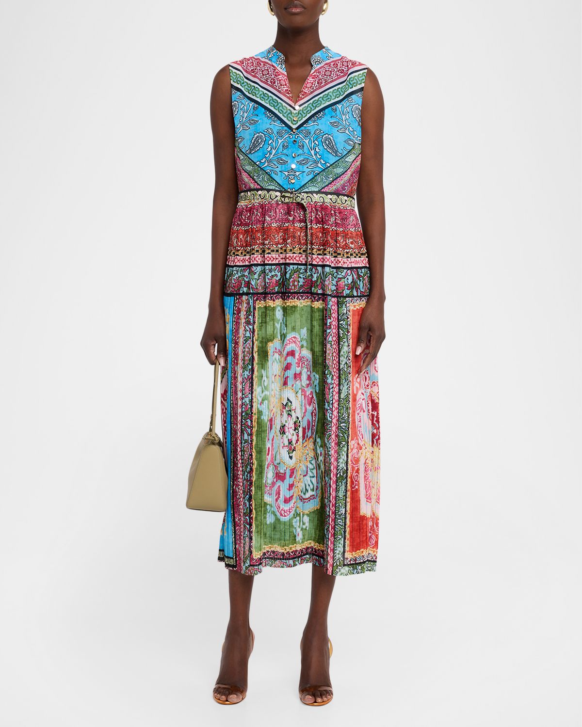 Elie Tahari The Adira Sleeveless Floral-Print Midi Dress