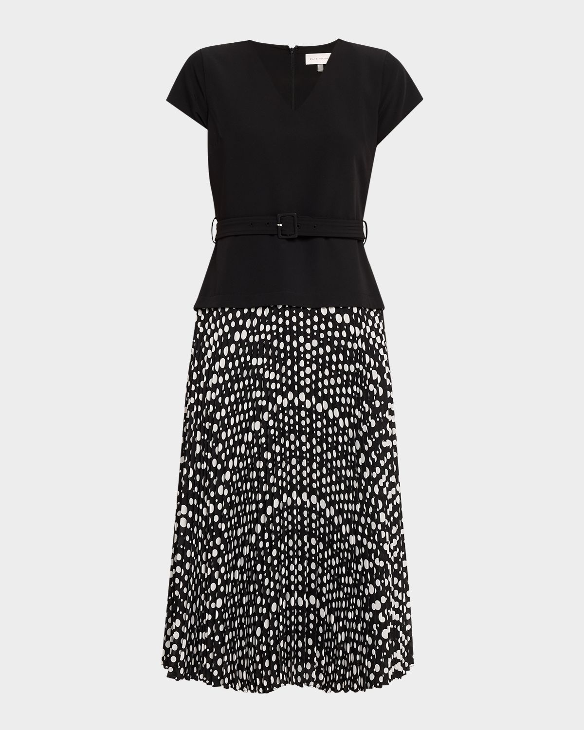 Elie Tahari Pleated Polka Dot Midi Dress | Thumbnail 6 Elie Tahari Pleated Polka Dot Midi Dress | Thumbnail 6