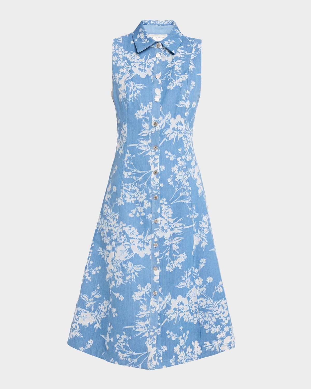 Elie Tahari The Gabby Sleeveless Floral Denim Midi Dress | Thumbnail 6 Elie Tahari The Gabby Sleeveless Floral Denim Midi Dress | Thumbnail 6
