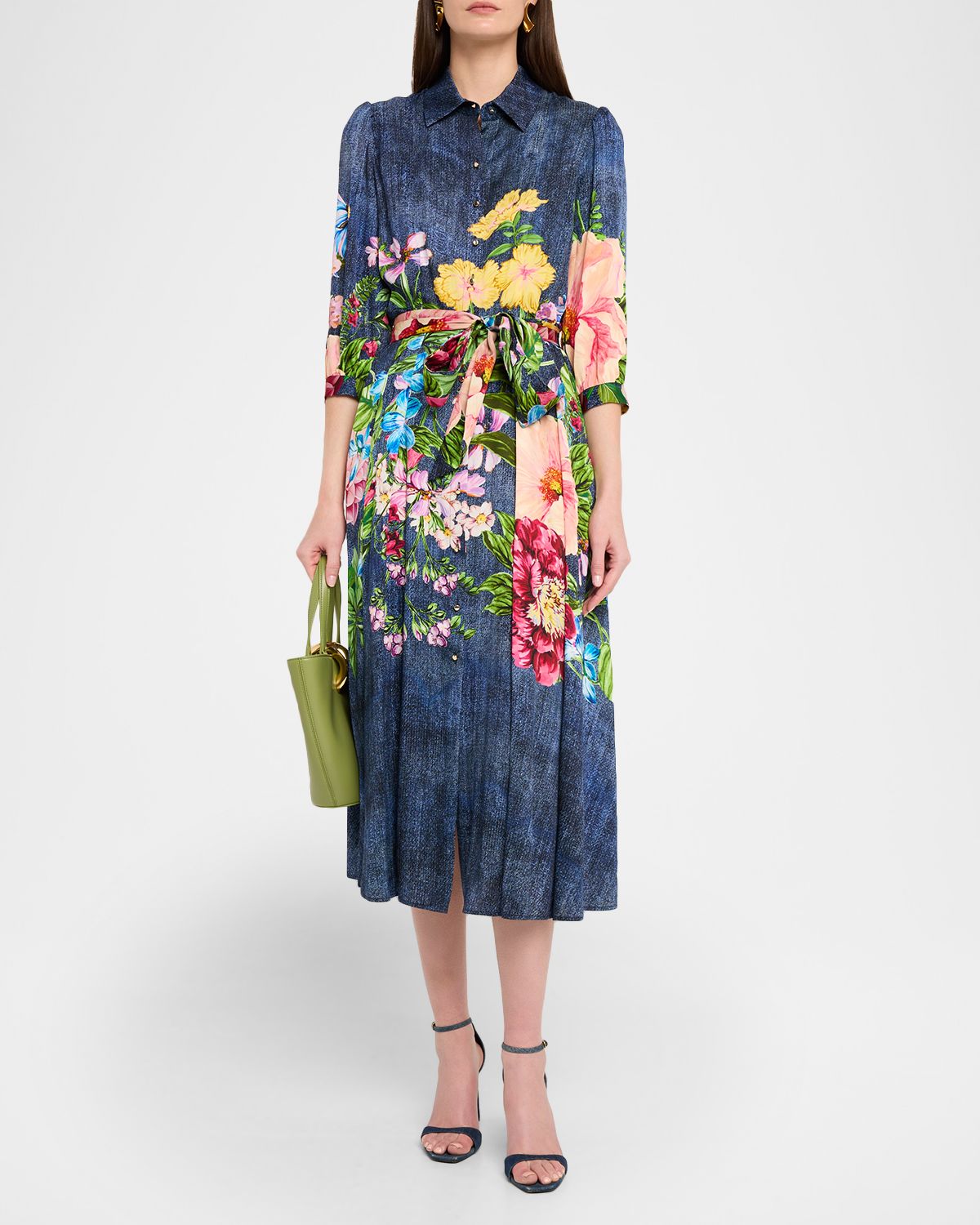 Elie Tahari The Johanna Floral-Print Midi Shirtdress