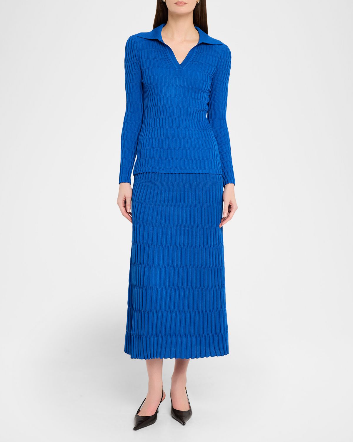 Misook Raised Geometric Soft Knit Maxi Skirt