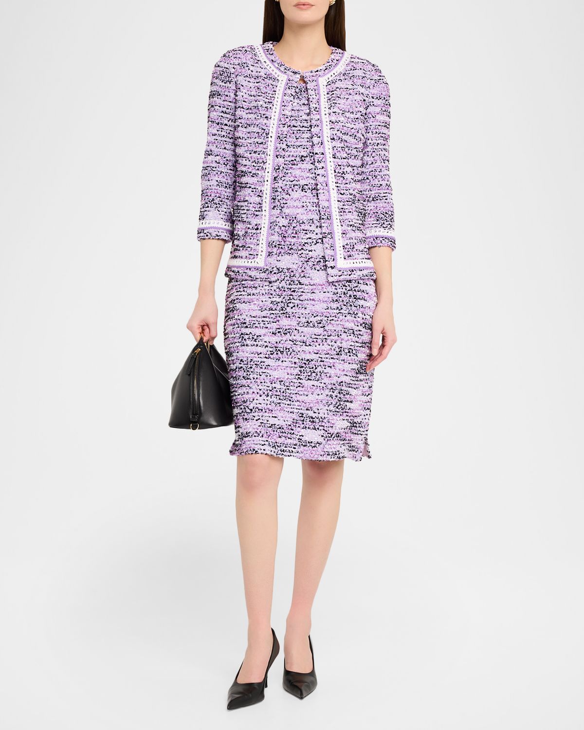 Misook Sleeveless Textured Tweed Dress