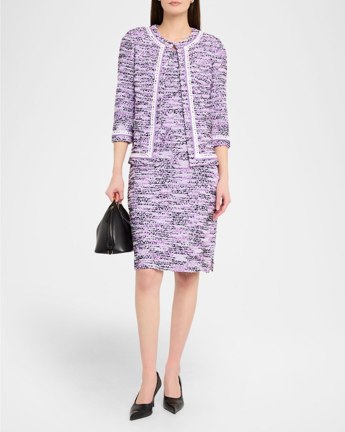 Misook Heritage Lace-Trim Tweed Jacket